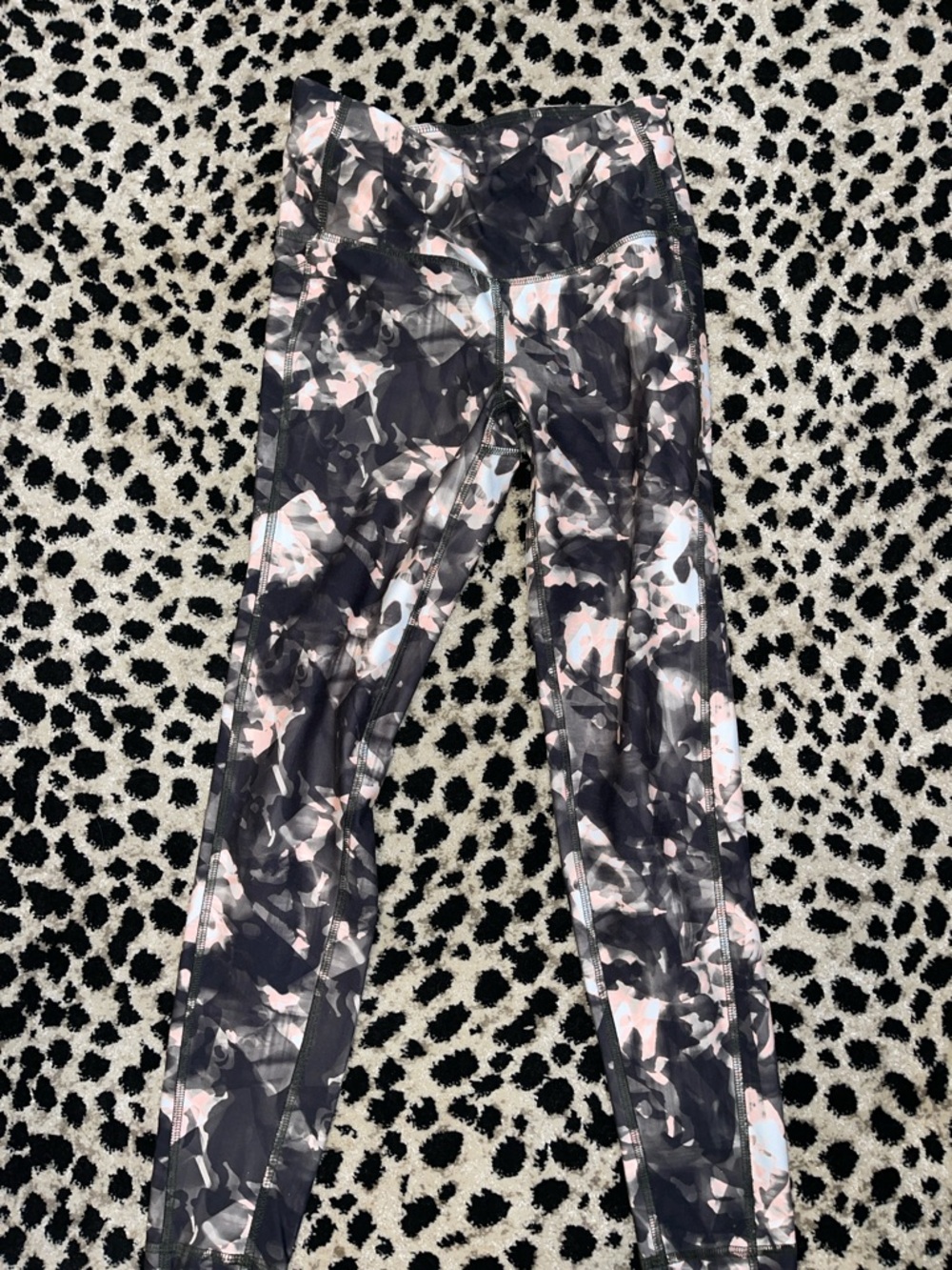 Black and Pink Printed Active Leggings